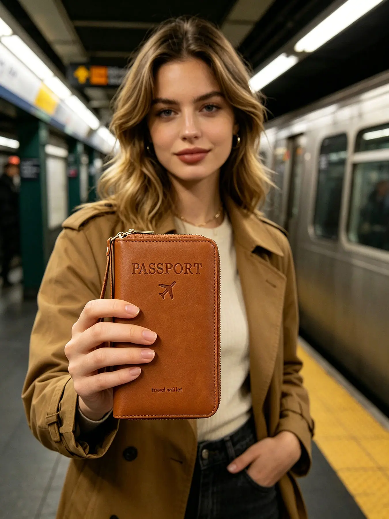 Slim Zipped Leather All-in-One Phone Clutch, Equipped With Portable Wrist Strap, Separate Phone Pocket And Card Slots, Lightweight & Portable, Ideal For Travel, Casual Walking And Daily Errands