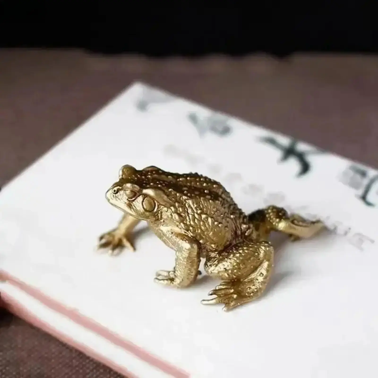 Feng Shui Brass Money Frog Figurine – Lucky Wealth Attracting Traditional Chinese Ornament, Elegant Brass Craft Home & Office Decor Statue for Desk & Garden Use