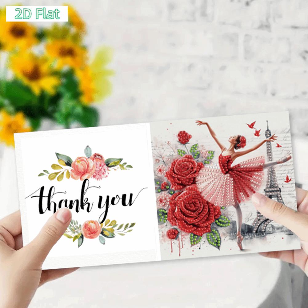 2D FLAT 6Pcs DIY Diamond Painting Greeting Card Set Rhinestone Diamond Art Mosaic Postcards for Festivals and CelebrationsDIY Diamond Painting Kit for Adults & Beginners, No Skills Needed. Sparkling Art to Brighten Rooms & Perfect Festive Gift