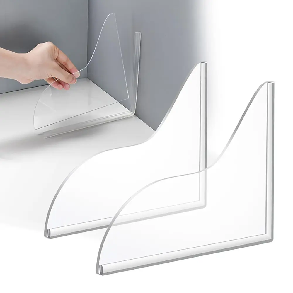 2pcs Bathtub Shower Splash Guard, Bathroom Bathtub Splash Guard, Super Adhesive, Perfectly Matched with Shower Curtain Weight