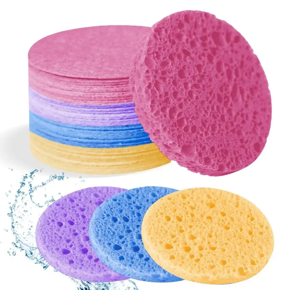 10 Packs of Compressed Facial Sponges, Suitable for Daily Cleansing and Gentle Exfoliation, 100% Natural Cellulose Beauty Sponge