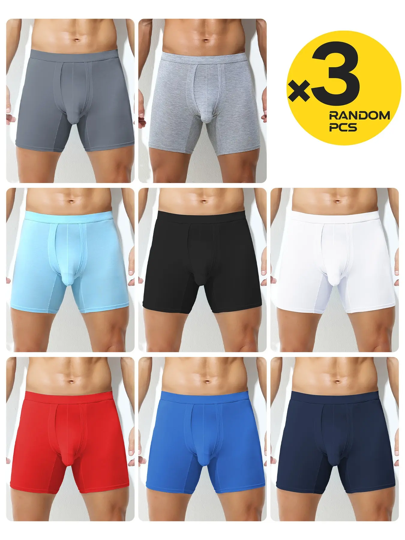 Men's Open Crotch Loose Fit Boxers, Anti-Chafe Soft Breathable Elastic Trunks, 2/3/4 Pcs Random Color Set, Sporty Slim-Fit Gym