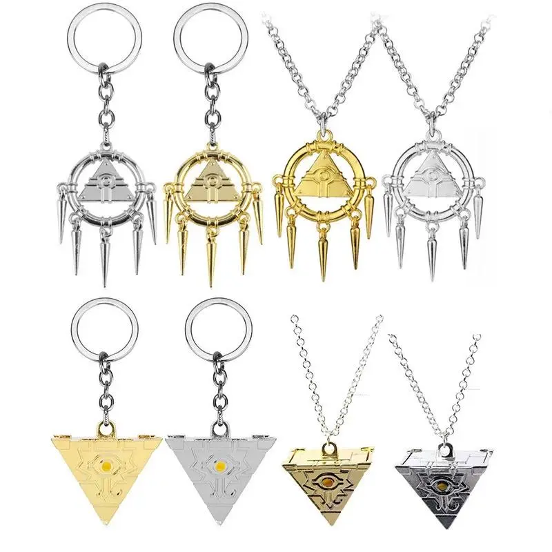 Yugis Mutous Popular Game Anime Necklace Millennium Building Block Metal Keychain Yugi Mutou Pendant Necklace Fashion Jewelry