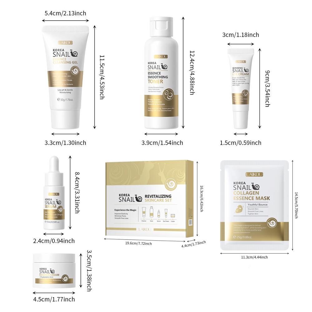 Snail Collagen Skin Care Kit, 1 Set Facial Cleanser, Toner, Serum, Eye Cream, Essence Cream and Mask, Moisturizing Hydrating Hydrate Skin Care Set for Women