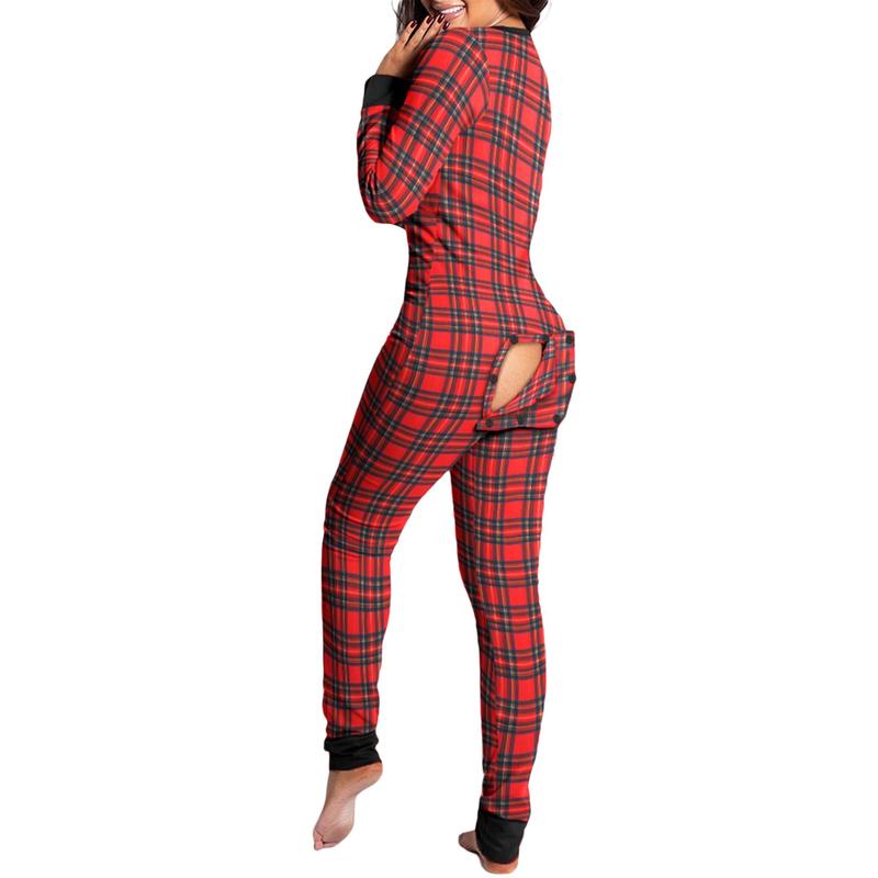 Women's Sleeping Romper, Valentine's Day Pajamas, Long Sleeve V-Neck Printed Loose Detachable Crotch Elastic Home Clothes