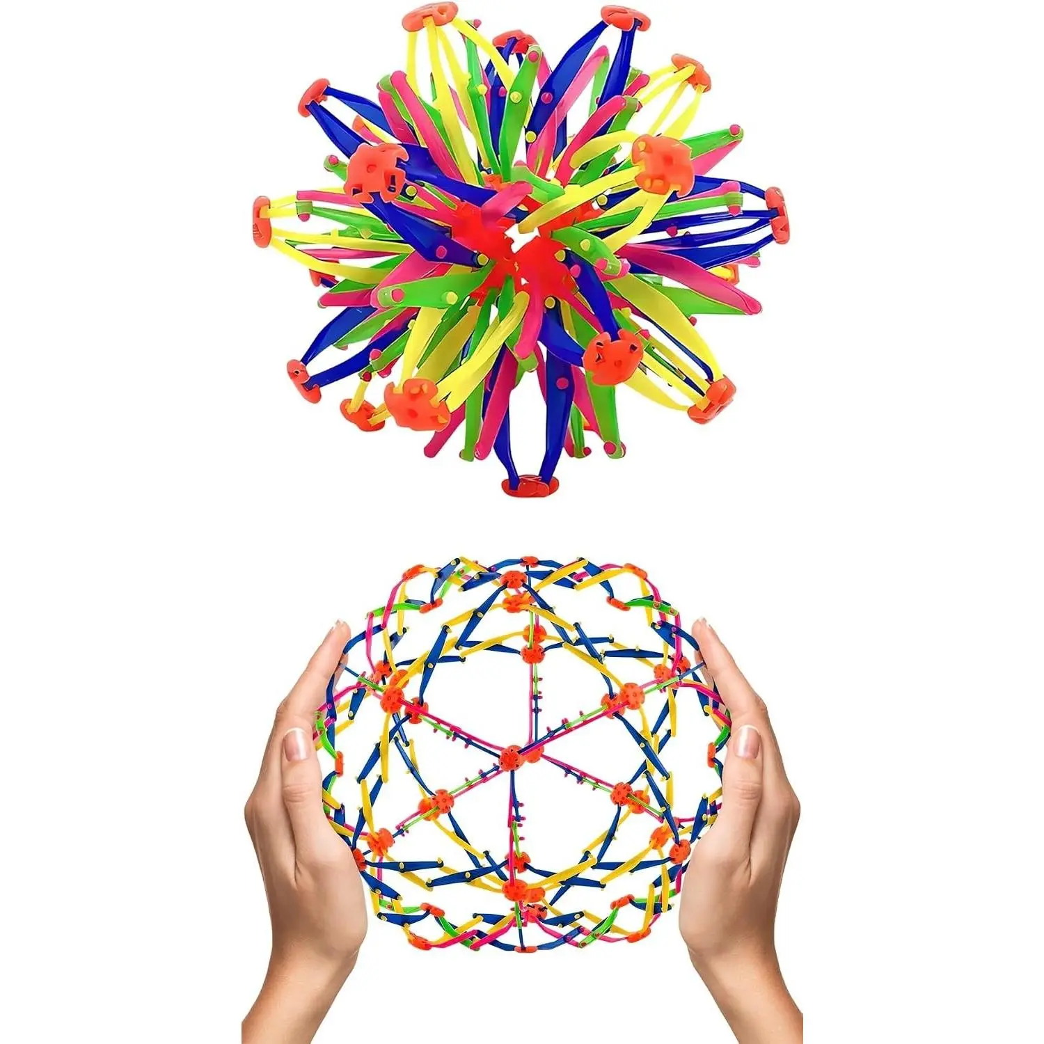 Stress Relief Expandable Breathing Ball - 5.5 to 10.2 Inch Adjustable Sphere with Smooth Edges Colorful Design, Weatherproof Odor-Free Toy for Breathwork Exercises, Mindfulness, Anxiety Relief
