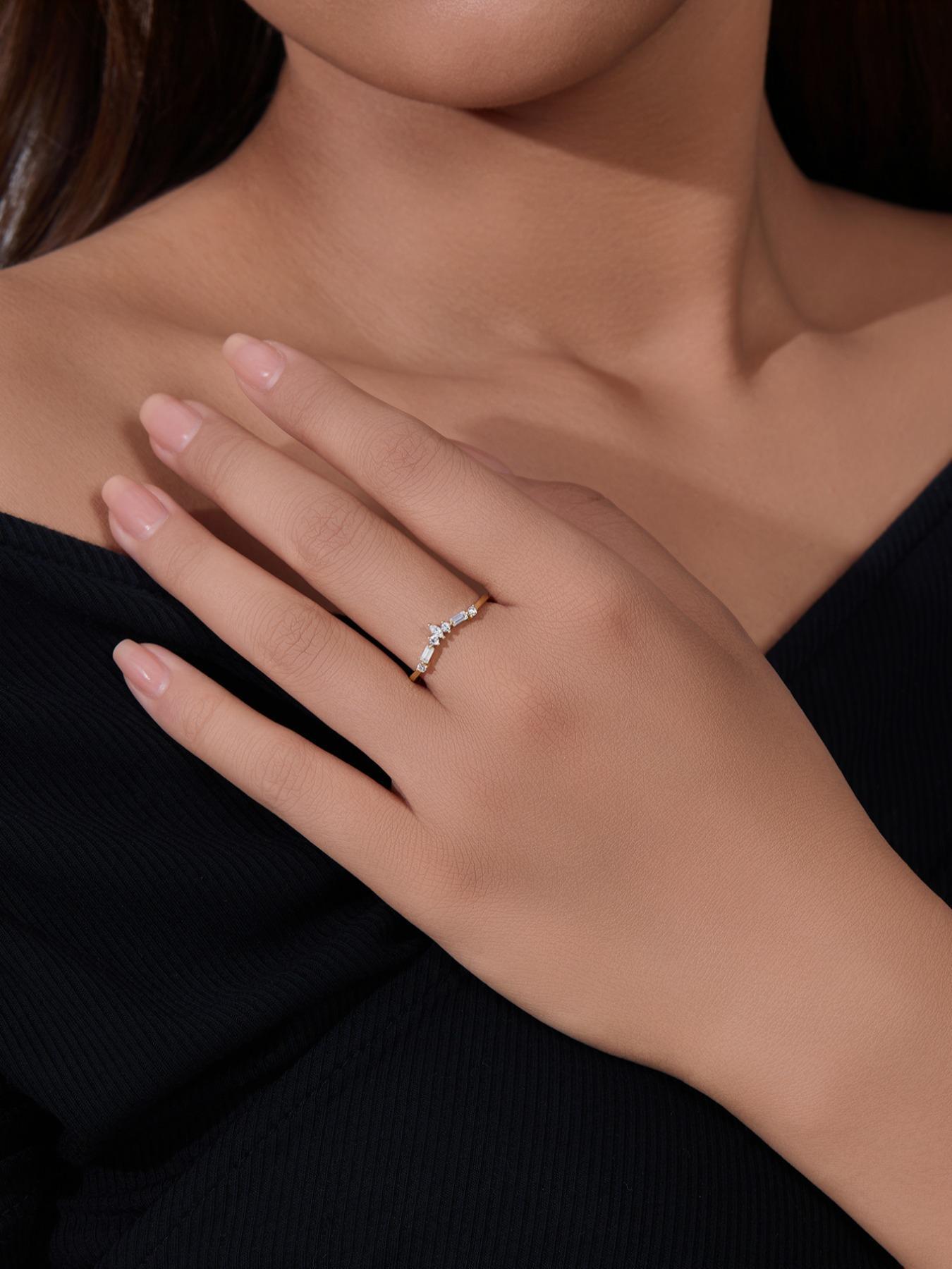 S925 Sterling Silver Crown Design Artificial Zircon Inlaid Ring, Fashion Accessories for Women & Girls, Trendy All-match & Exquisite Jewelry for Birthday Gift