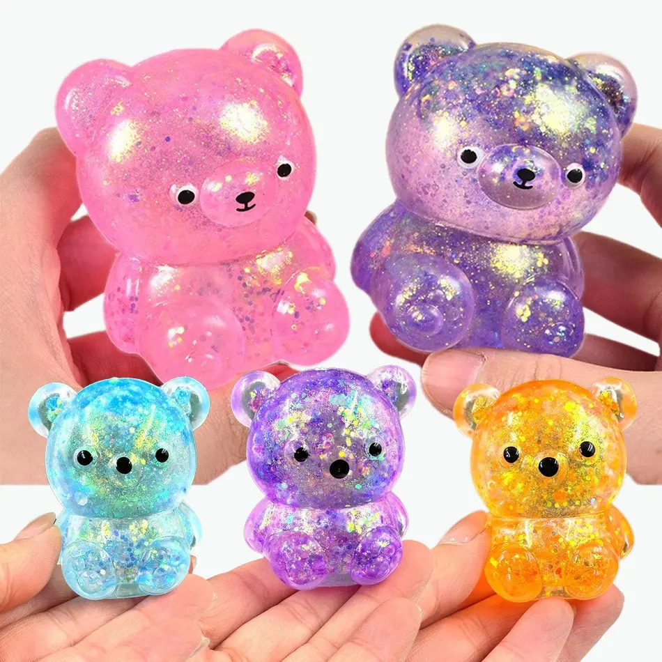 New Bear Squeeze Toy, Cute Glittering Sequins, Marshmallow Slow Rebound, Soft Stress Relief Toy, Novelty Toy, Multi-Color Blind Bag, Stress Squishy, Sparkly Squishies