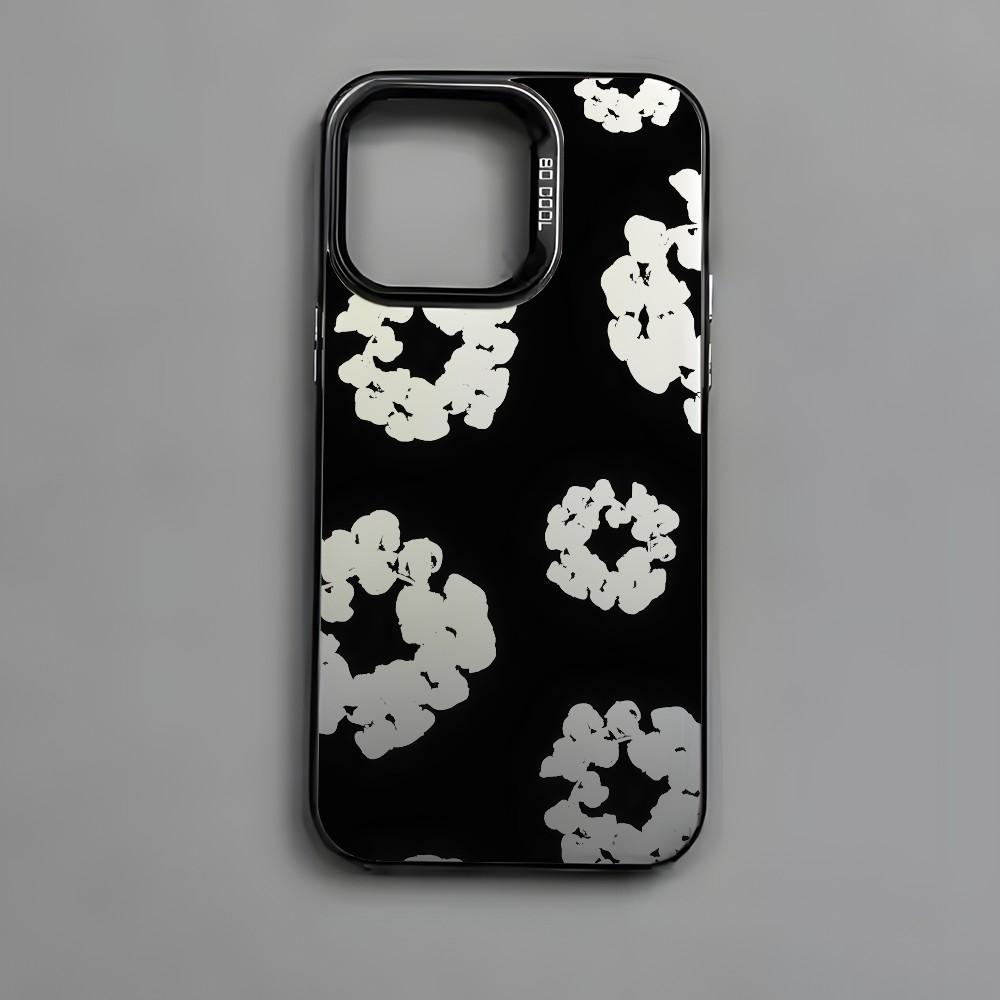 Black Flower Luxury D-Denims T-Tears Phone Case for iPhone 17Pro, 16, 15, 14, 13, 12, 11, X, XR, 8, 7 and Samsung Galaxy S24, S23, S22, S21 For iPhone17 16 15 14 13 12 11 mini Pro Max X XR 8 Plus Anti Fall Matte Back Cover