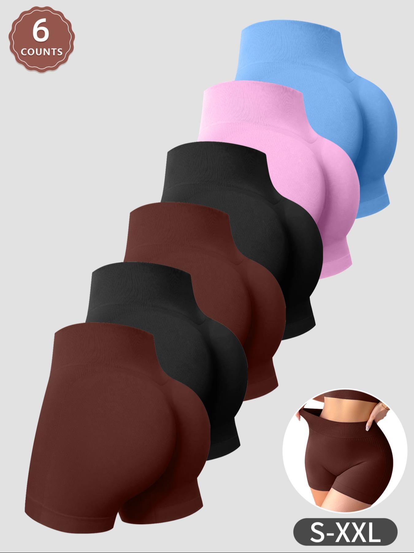 6 Pack Seamless High Waist Ladies Underwear, Casual Yoga Boyshorts, Tummy Control and Butt Lifting Print Shorts for All Seasons