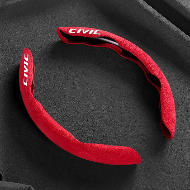2pc Suede Universal 38CM Car Steering Wheel Cover Booster Non-slip Cover For Honda Civic 8Th 10Th Gen 7 8 9 10 2022 2021 2020 2019 2018 Accessories