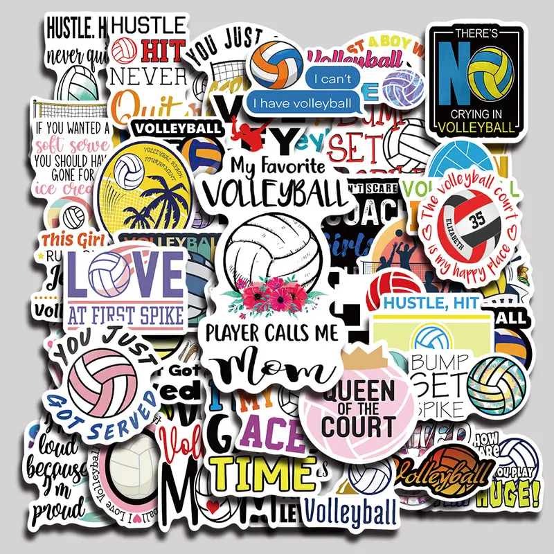 50PCS volleyball Aesthetic Vinyl Stickers Pack for Laptop Water Bottle Phone Case Skateboard Journal Scrapbook DIY Decoration
