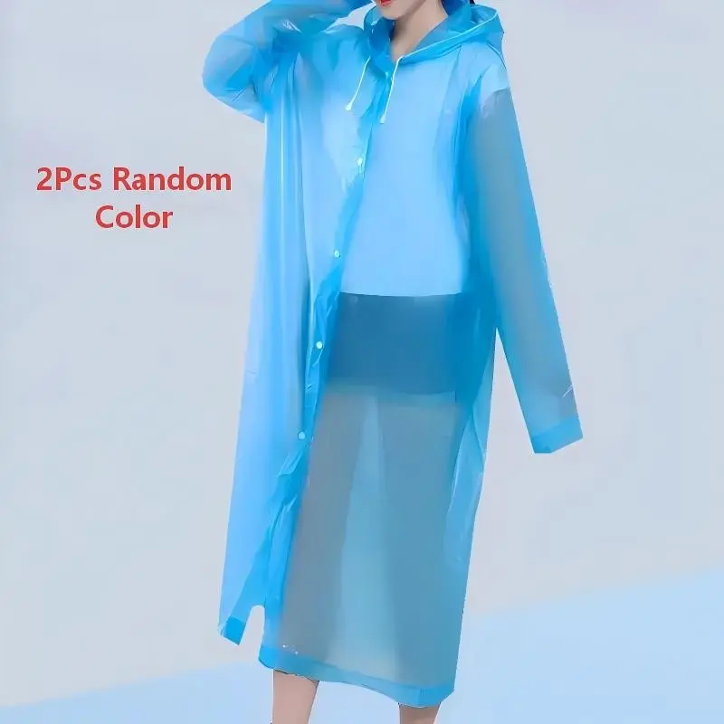 2-piece set of mixed-color portable emergency raincoats, emergency waterproof adult rainwear, suitable for camping, outdoor activities, hiking, sports, and amusement parks. Colors are randomly selected.