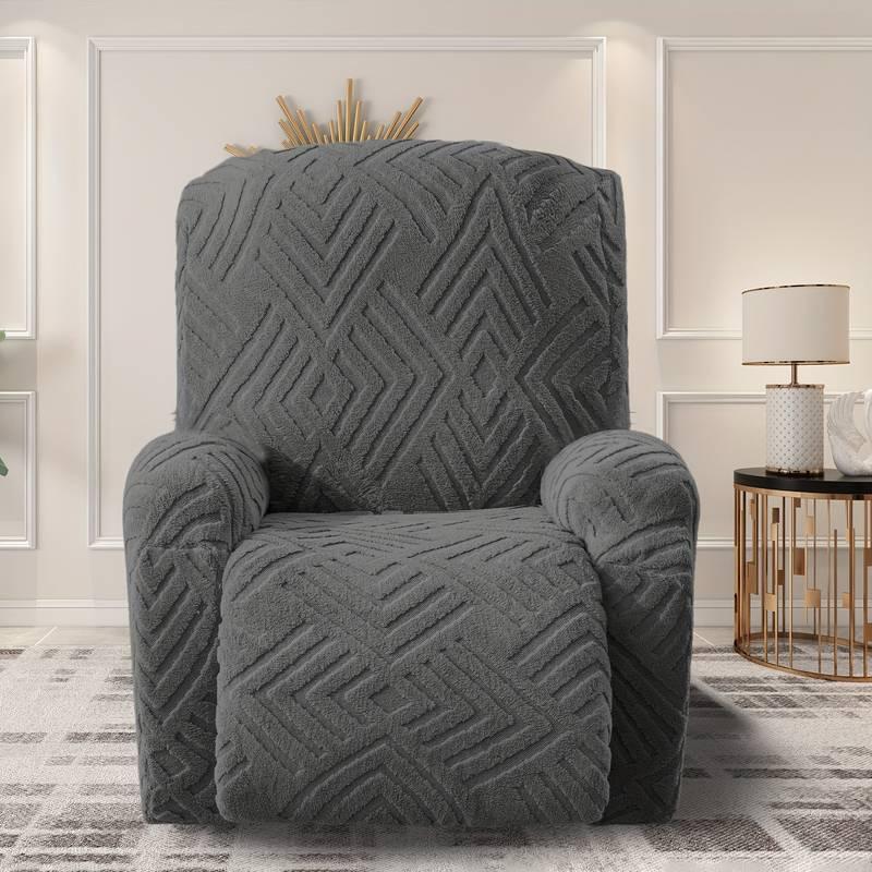 1-Seat Soft Recliner Chair Cover, Washable Sofa Couch Slipcover with Pocket, Nonslip Furniture Protector for Living Room, Bedroom & Home Decor