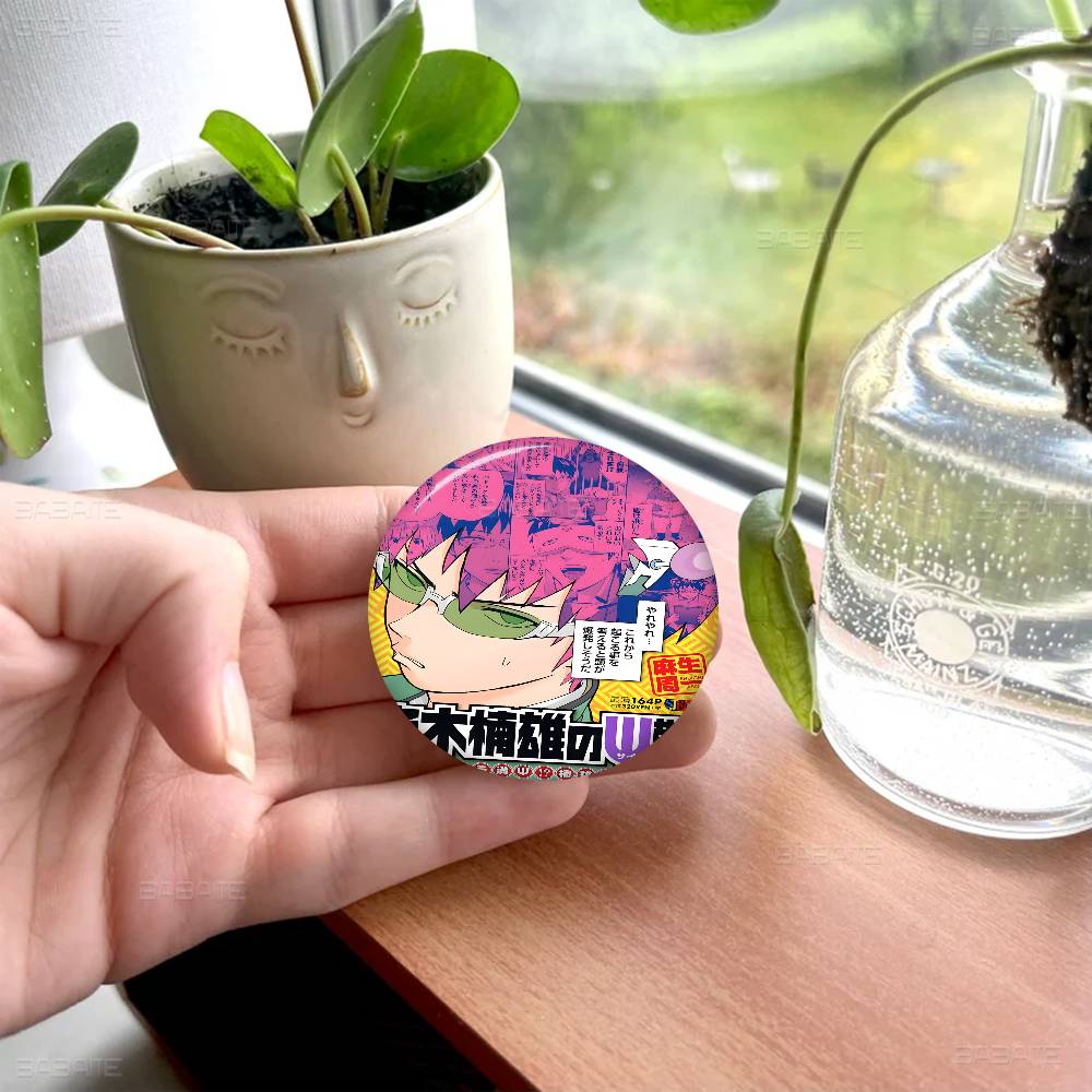 Saiki K Japanese Anime 32/44/58mm Round Cartoon Brooches Handmade Pins For Backpack Jewelry Accessories Gifts Creative Badge