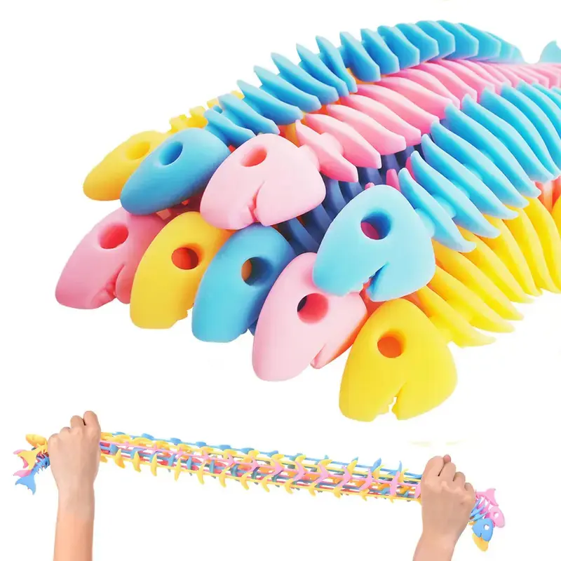 5/10/20/40pcs Squishy Fidget Toys,Fish Bone Sensory Toys, Muticolor Stretchy Strings Toy for Stress Relief, Tangle Fidget Toy,Alleviate children's anxietySensory stress relief