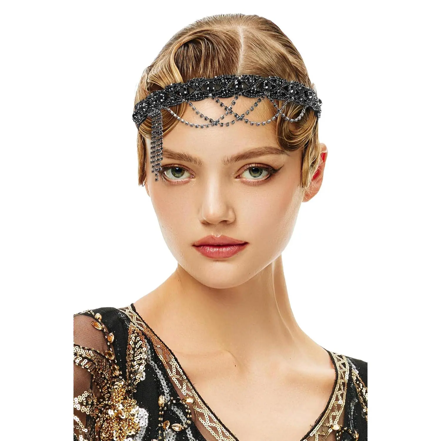 1920s Flapper Headpiece Roaring 20s Headband   Headband Chain for Women  Hair Accessory