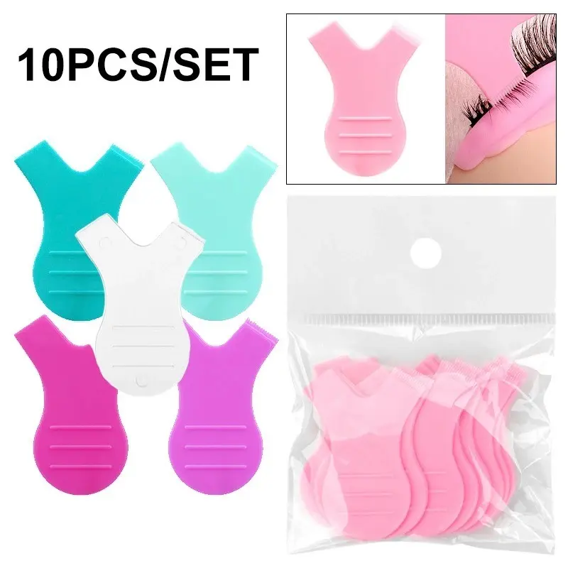 10pcs Y-Type Eyelash Brush Reusable Plastic Cleaning Comb False Eyelash Extension Tool, Durable Lash Lift & Separate Grooming Kit, Eyelash Tools