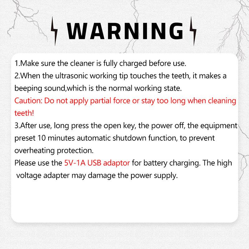 Ultrasonic Dental Cleaner Electric Tooth Cleaning Tool, Adjustable 3 Modes LED Light Fresh Breath Oral Hygiene Home Use