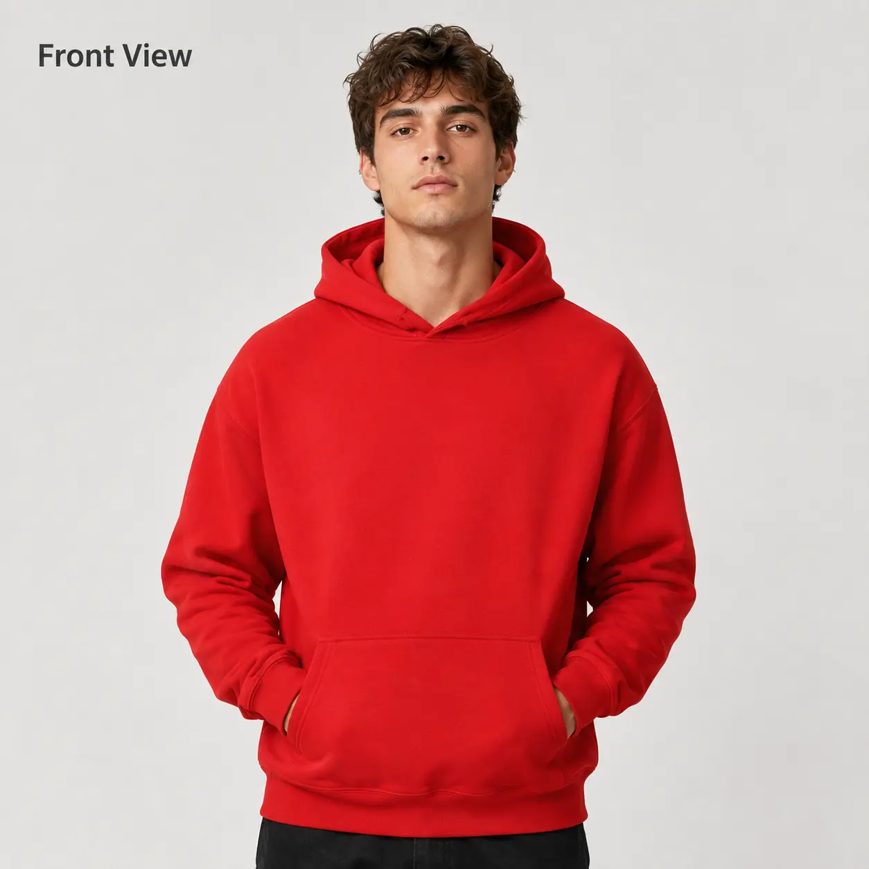 Men's Red Pullover Hoodie Sweatshirt, Solid Color Hooded Sweatshirt with Kangaroo Pocket, Casual Streetwear Hoodie for Men Women, Soft Comfortable Long Sleeve Hoodie, Oversized Unisex Hoodie, Basic Fleece Sweatshirt for Fall Winter Everyday Wear