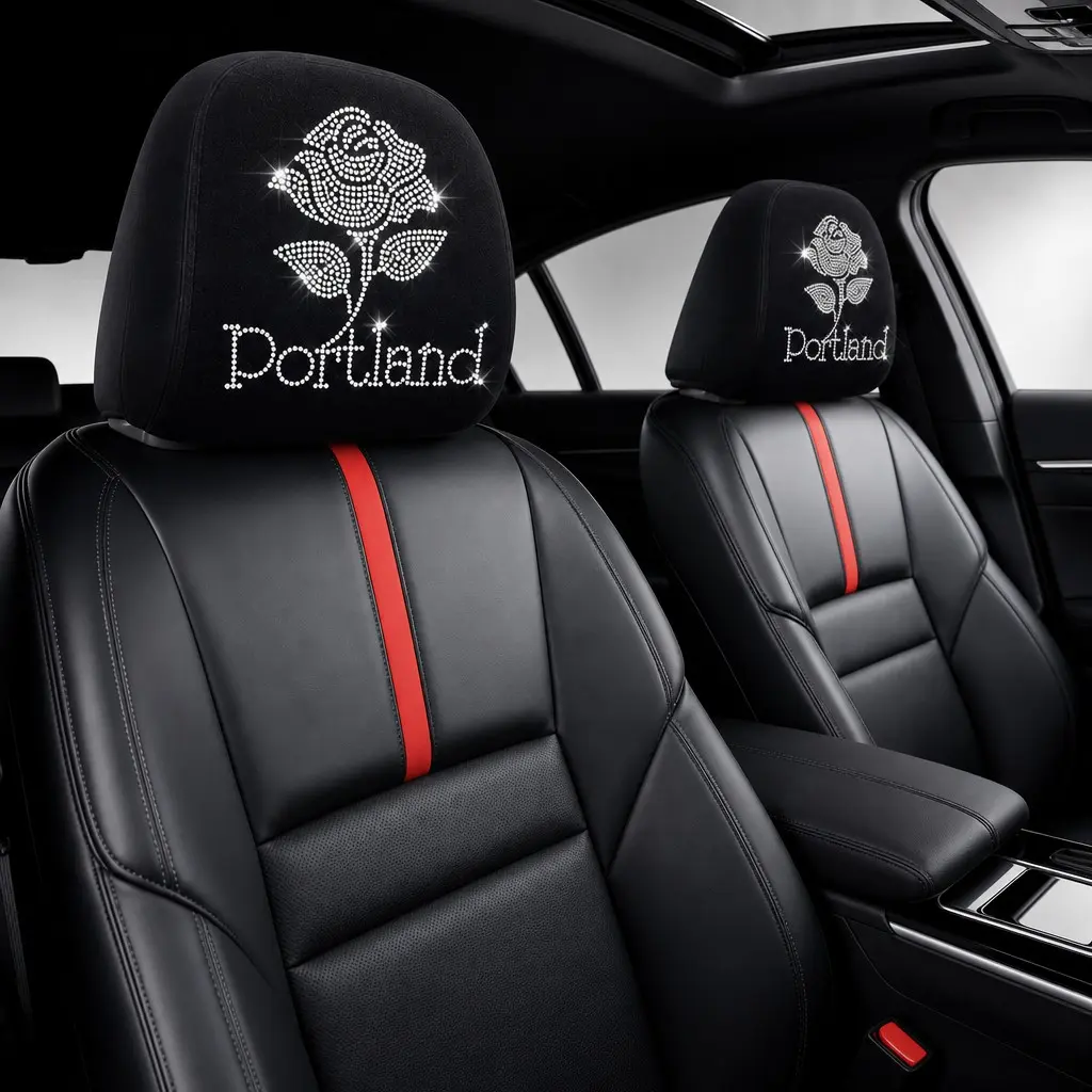 2pcs Sparkling Rhinestone Rose Pattern Car Seat Headrest Covers, Universal Fit for 99% of Car Seats, Dirt-Resistant and Scratch-Proof