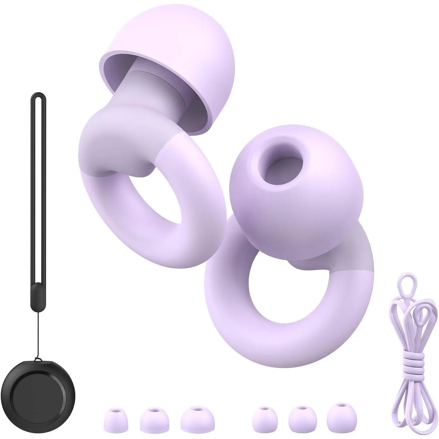 Noise Reduction Soft Silicone Ear Plugs for Sleeping, 7 Pairs Ear Tips & Connection Cord, Reusable Hearing Protection for Sleep, Concert, Work, 25-30dB Sound ReductionGift