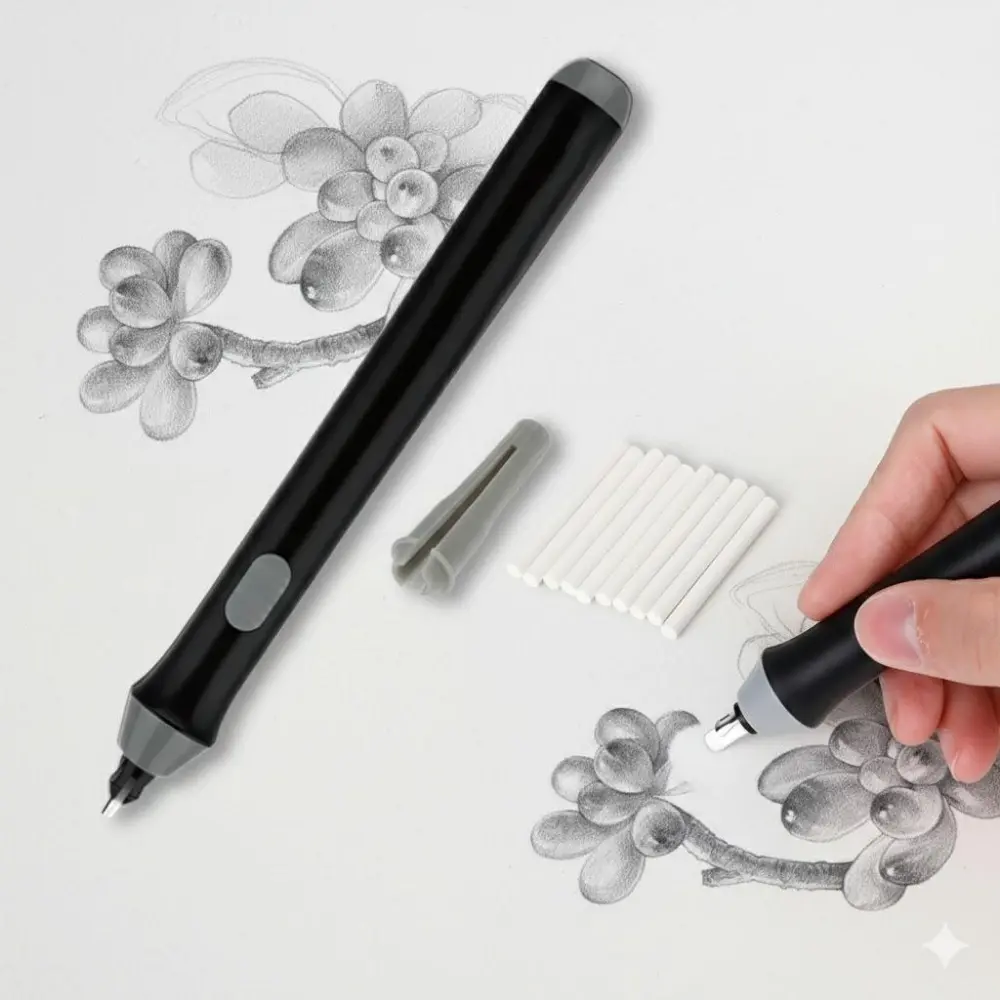 Professional Electric Eraser pen kit - Rechargeable Sketching Tool with Replaceable Tips for Precision Detail and Corrections. Ideal for Artists, Students, and Fine Art Projects. Portable Design with Anti-miss Touch.