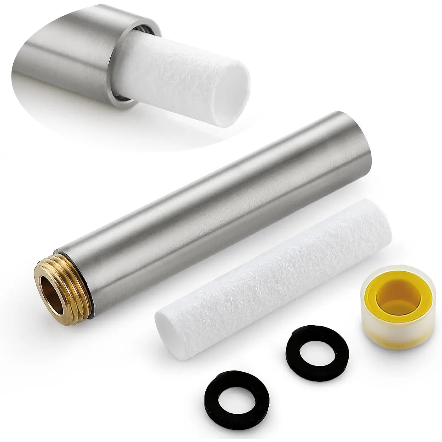 4" 304 Stainless Steel Brushed Nickel Showerhead Extension Arm with PP Filter, Clog Prevention for Hardwater Users, Filters Debris, Reduces Sediment & Rust, Extends Showerhead Lifespan