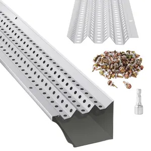 Garvee Aluminum Gutter Guard Mesh – Corrosion-Resistant Leaf Protection, 0.275'' Holes, Easy DIY Install, All-purpose Roof/Gutter Fit, Waterproof Drainage, Includes Screws & Tools