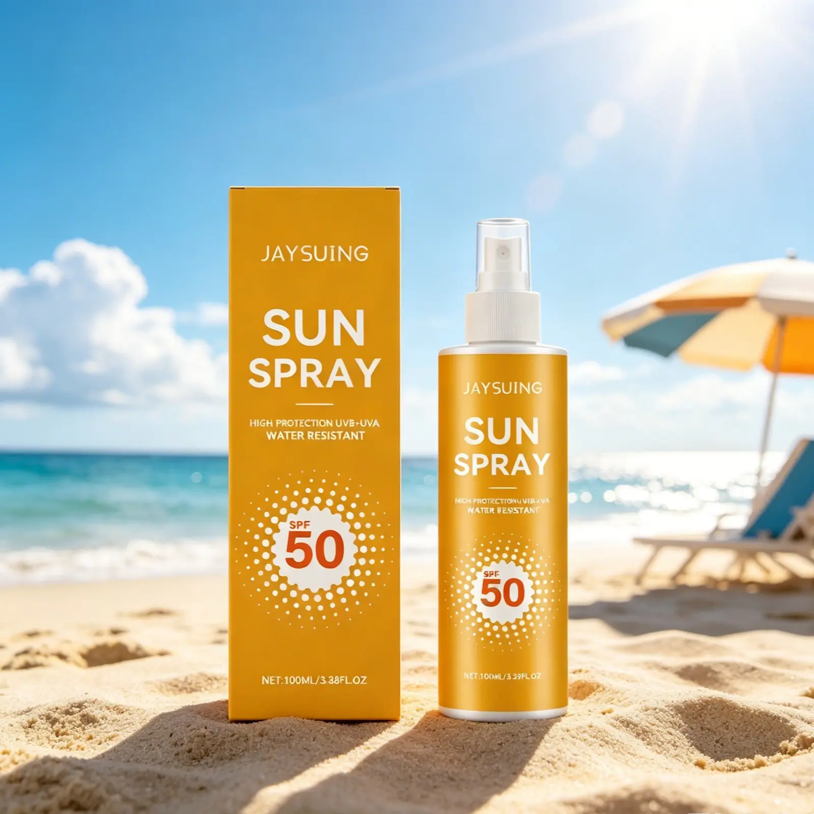 2-Pack Waterproof Protection Sunscreen Spray, Lightweight and Portable, Gentle Physical Barrier, Multi-Functional Reapplication, Easy-To-Carry Design