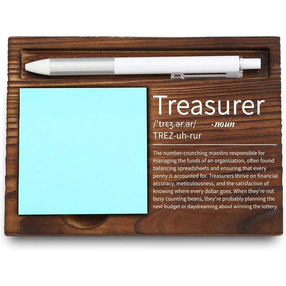 Treasurer Desk Organizer, Accountant Gift, Budget Planner Accessory, Finance Office Decor, Wooden Sticky Note Holder,LQQ49