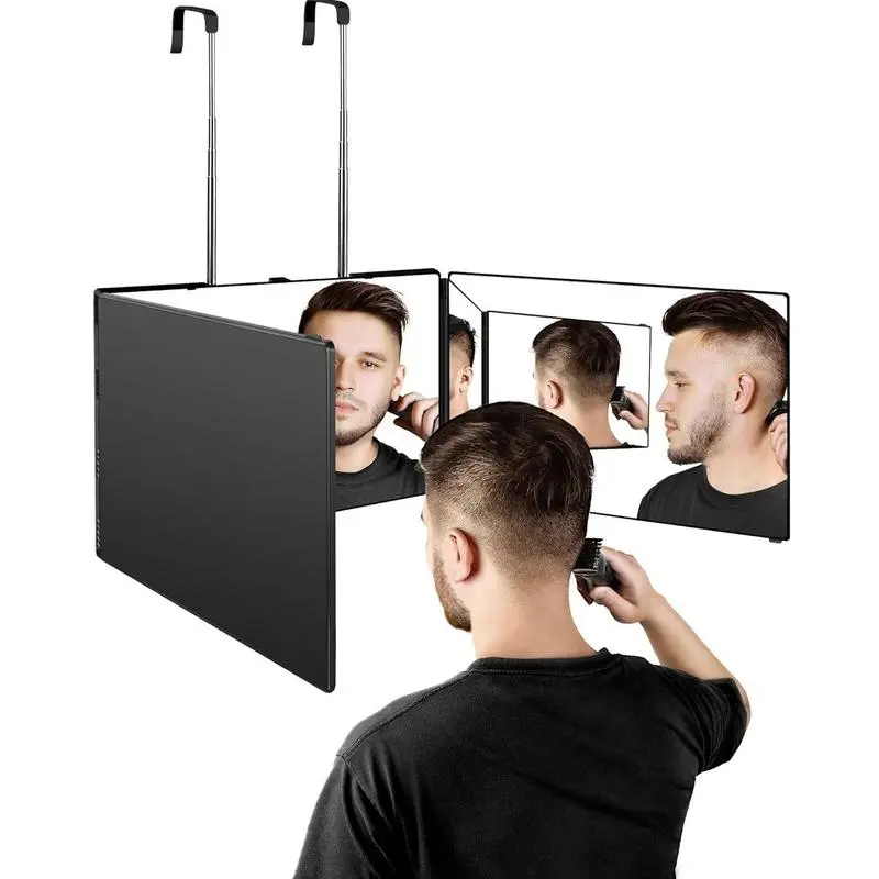 Portable 3-way Mirror, 1 Box 360 Degree Adjustable Hairdressing Mirror, Professional Makeup Mirror, Folding Mirror for Men and Women, Three Way Mirror