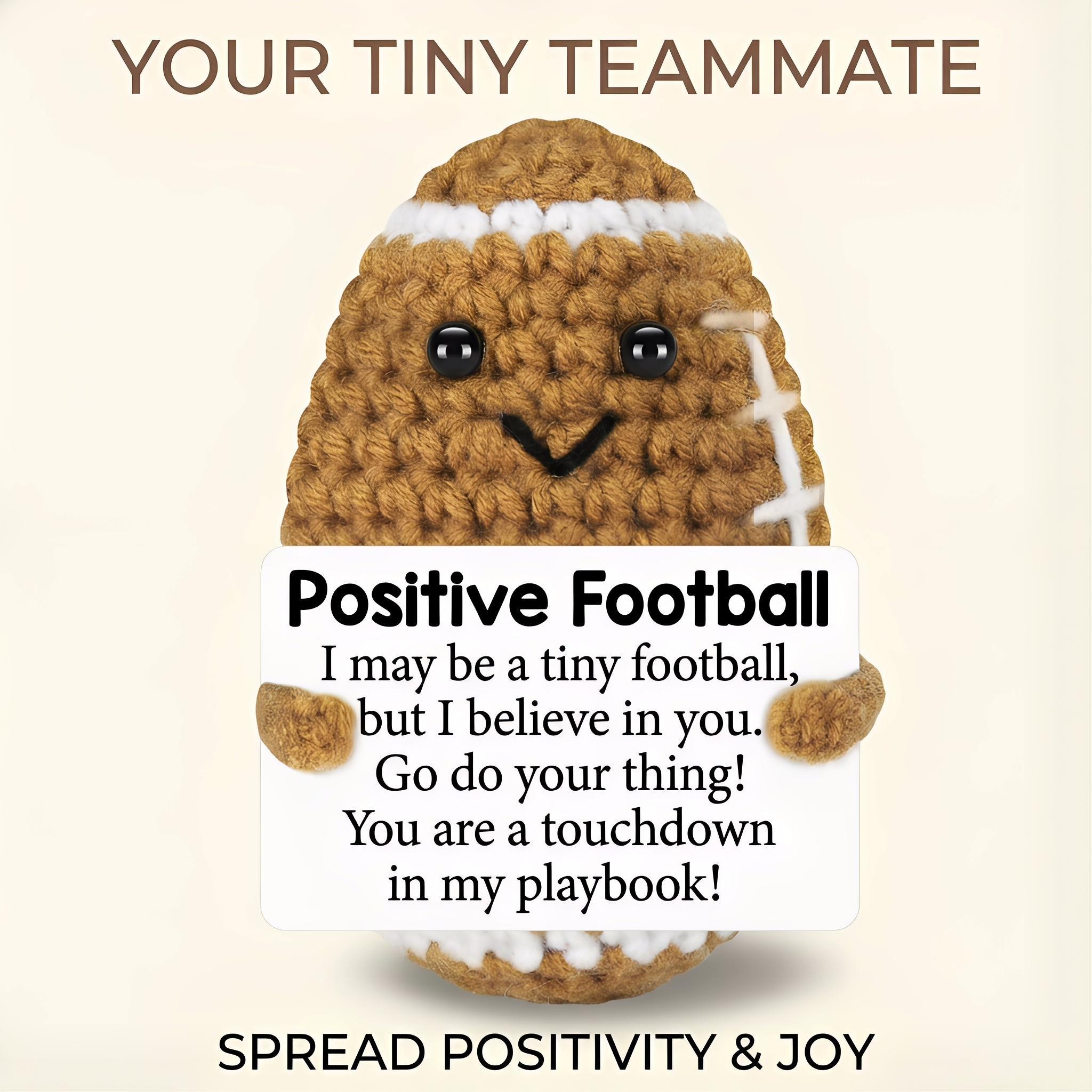 Adorable Hand Crochet Football Stuffed Toy Emotional Support Plush,Full Filling Soft No Odor Durable Colorfast,Perfect Birthday Gifts Teacher Appreciation Gifts For Women Men Him,Home Decor Desk Ornament Bag Pendant Healing Gift For Holiday Party Graduati