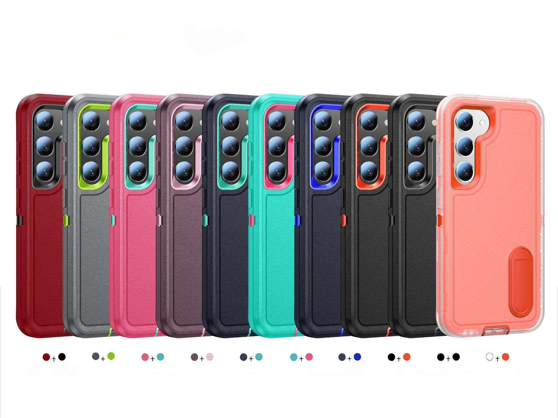 Protective Phone Case with Built-in Kickstand for Samsung Galaxy S24 Ultra 5G, Heavy Duty Rugged Shockproof Defender Cover