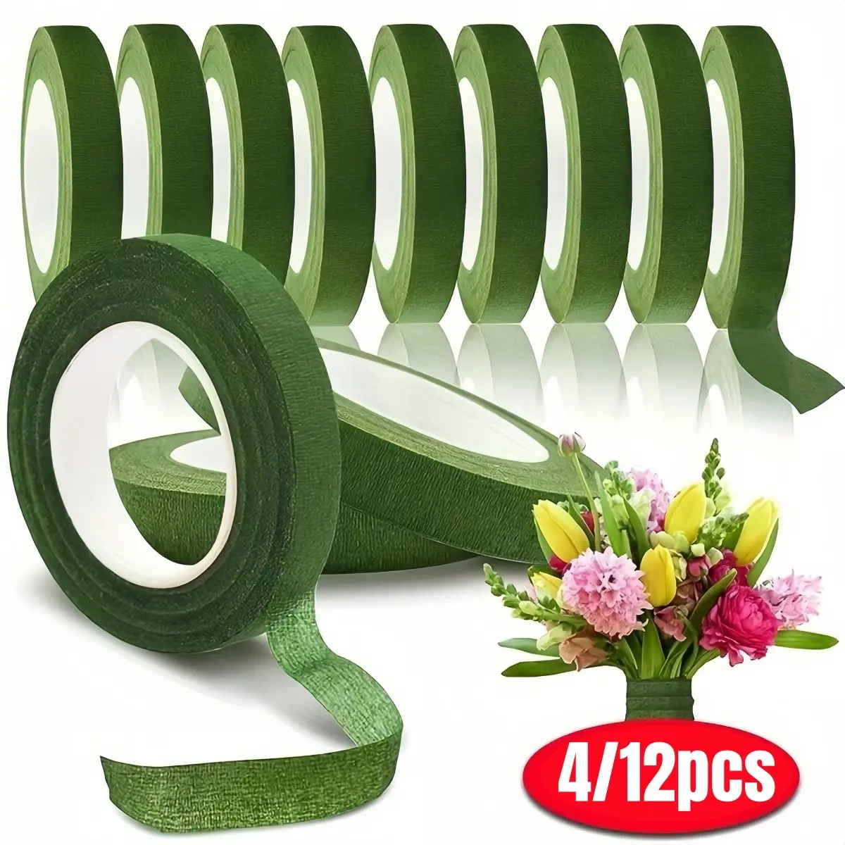 12 Counts Floral Tape for Bouquet Wrapping, Bouquet Wrappers, Paper Adhesive, Ideal for Artificial Flowers & Plant Stems, Perfect for DIY Crafts, Creative Gift Packaging, Gift Wrapping Supplies