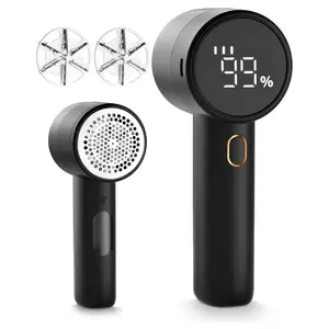 Electric fabric shaver, portable hair remover, rechargeable, lint collection container, LED digital display, 6-blade blade, safety lock, 3 speeds, suitable for clothes, sweater, sheets, sofa, blanket