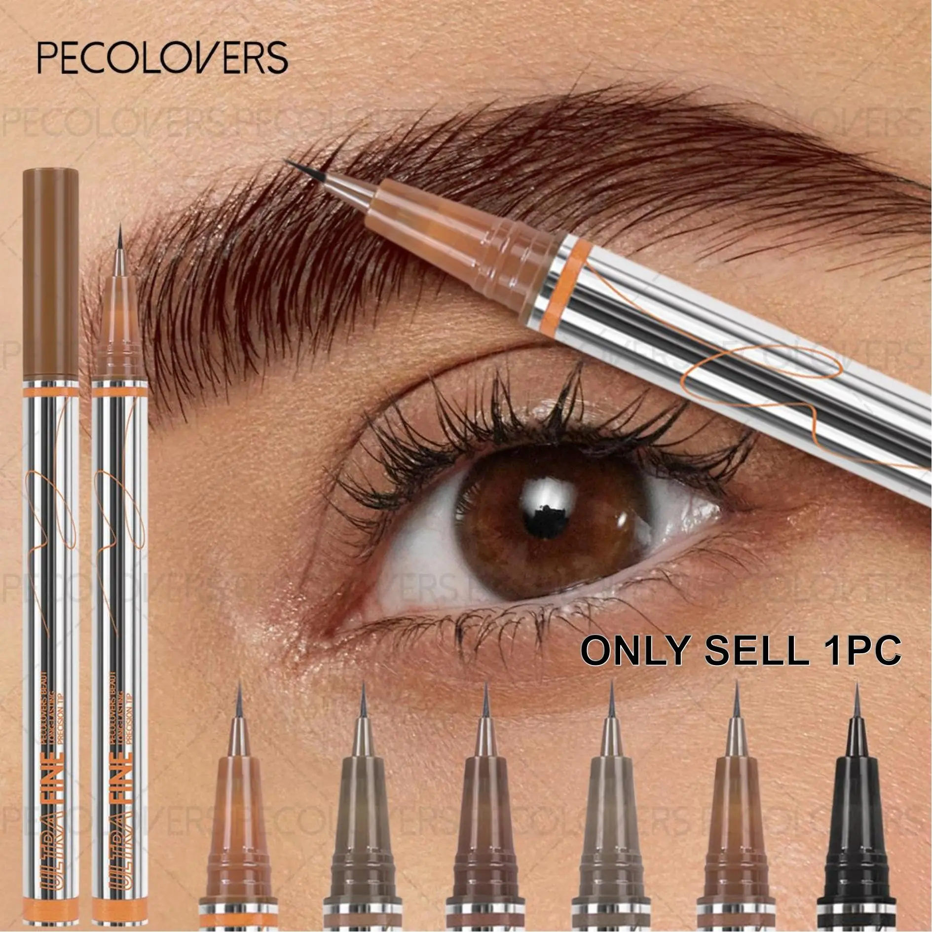 Waterproof Liquid Cosmetic Eyebrow Pencil, Eyebrow Makeup Products - Sweat-Proof, Long-Lasting Microblading Makeup for Brows & Eyeliner, 2-in-1, Extra Slim Tip, Smooth Application, 4 Colors