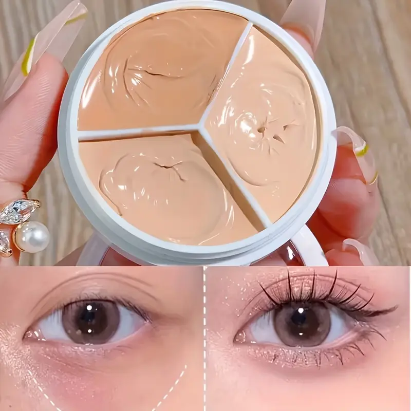 JUJU DREAM Tri-Color Cream Concealer Palette, Makeup, 3-in-1 Concealer, Color Correct, Brighten & Contour In One Tray, High Coverage Hide Dark Circles, Acne Spots & Blemishes, Smooth Hydrating Non-caking Formula, Waterproof Sweat Resistant Long Wear