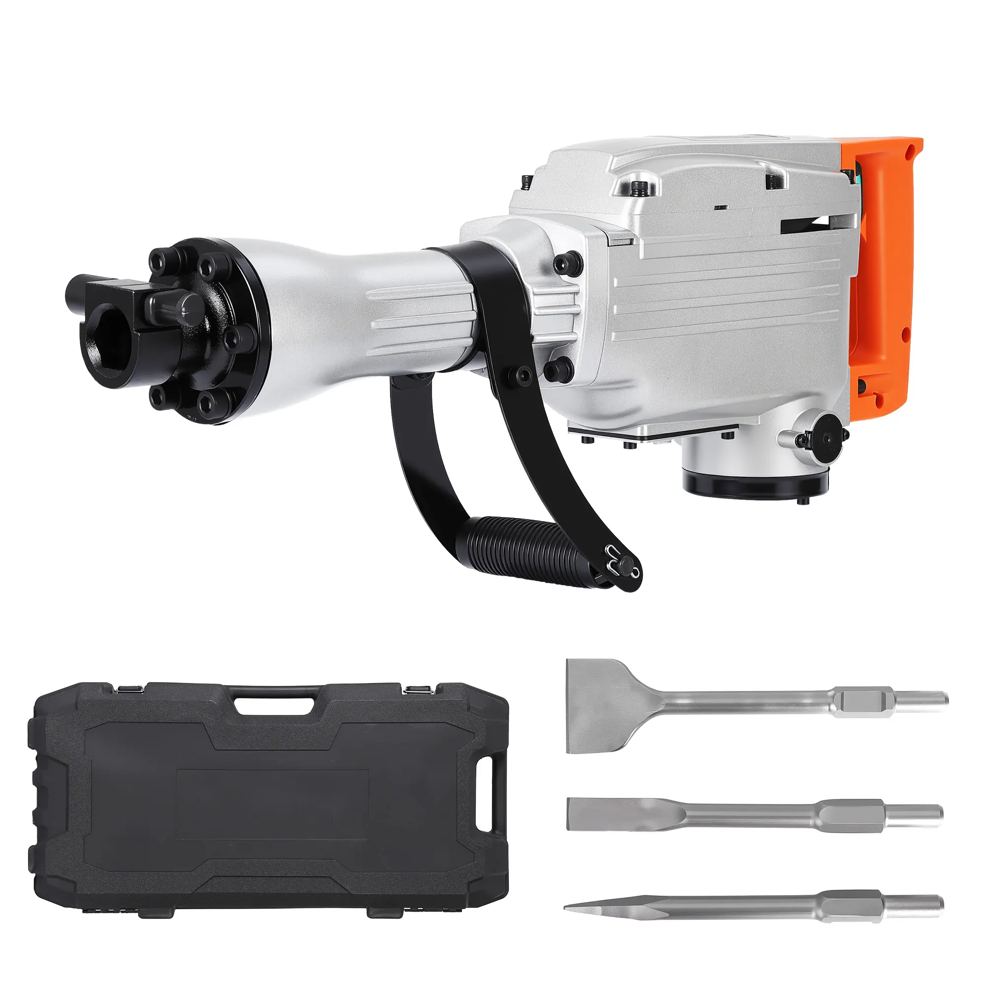 Garvee Powerful 1500W Electric Demolition Pneumatic Drill – 1800 BPM Concrete Breaker – 360° Adjustable Anti-Vibration Handle – Safety Drive system Case – Complete Kit with Carrying Case for Renovation & Construction