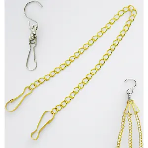 10 Pcs Fine Hanging Chain(1.2mm Dia.) Small Hang Bracket Decorative Replacement Link Chains Hooks for Sign Planter Bird Feeders,35 inch Long Gold Metal Chains and 5 Pcs Swivel S-Hooks