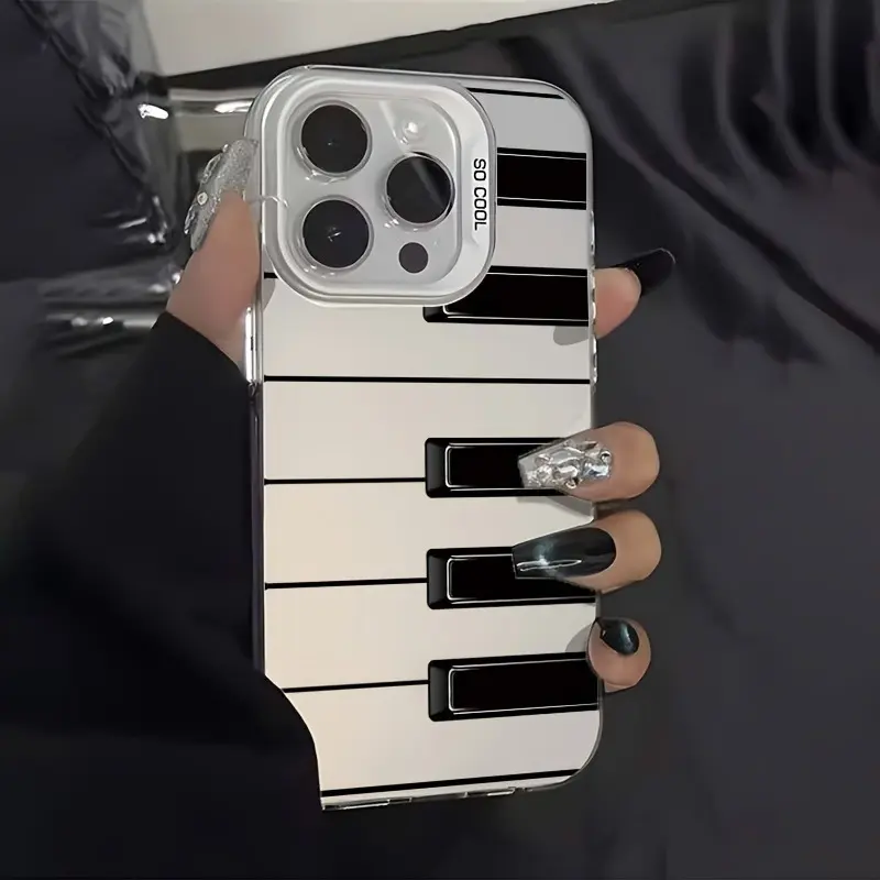 Piano Keyboard Graphic Phone Case, Modern Monochrome Music Bumper for iPhone 17 16 15 14 13 12 11 X Plus Pro Max, Piano Teacher Gift