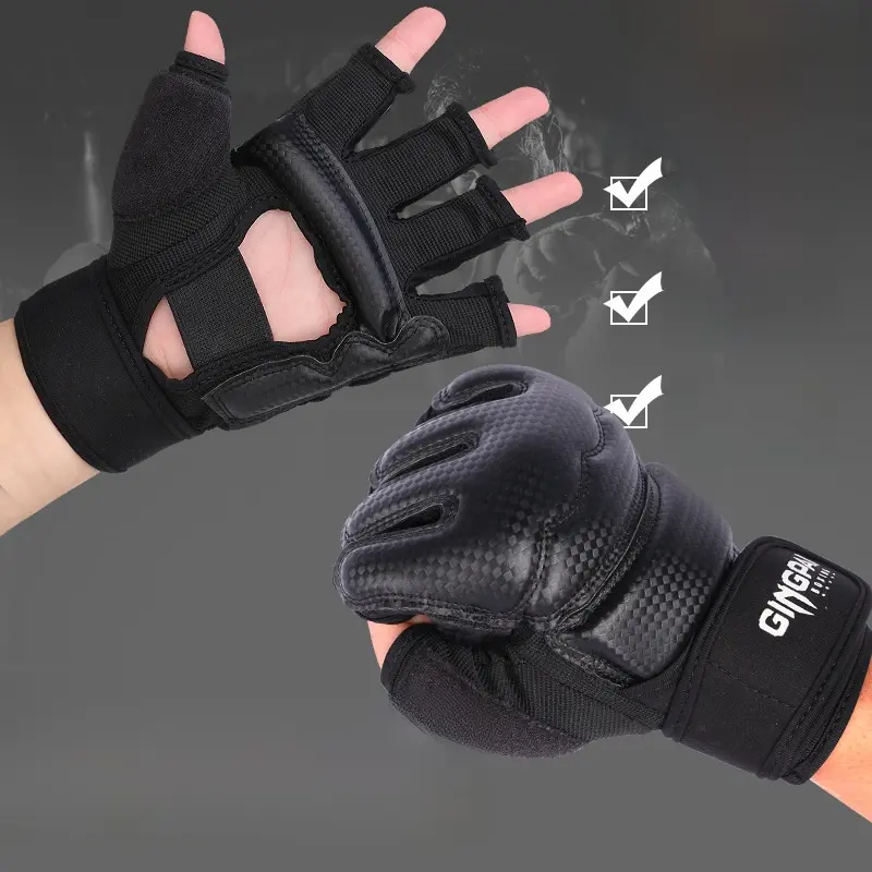 Half-Finger Boxing Gloves and Foot Pads for Adults Kids, Training Sparring