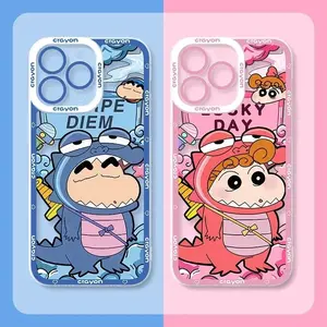 Cute C-Crayon S-ShinChan Phone Case For iPhone 15 14 Pro Max 13 12 Mini 11 Pro XR XS X 8 7 6 6S Plus SE 2020 Soft Silicone Cover