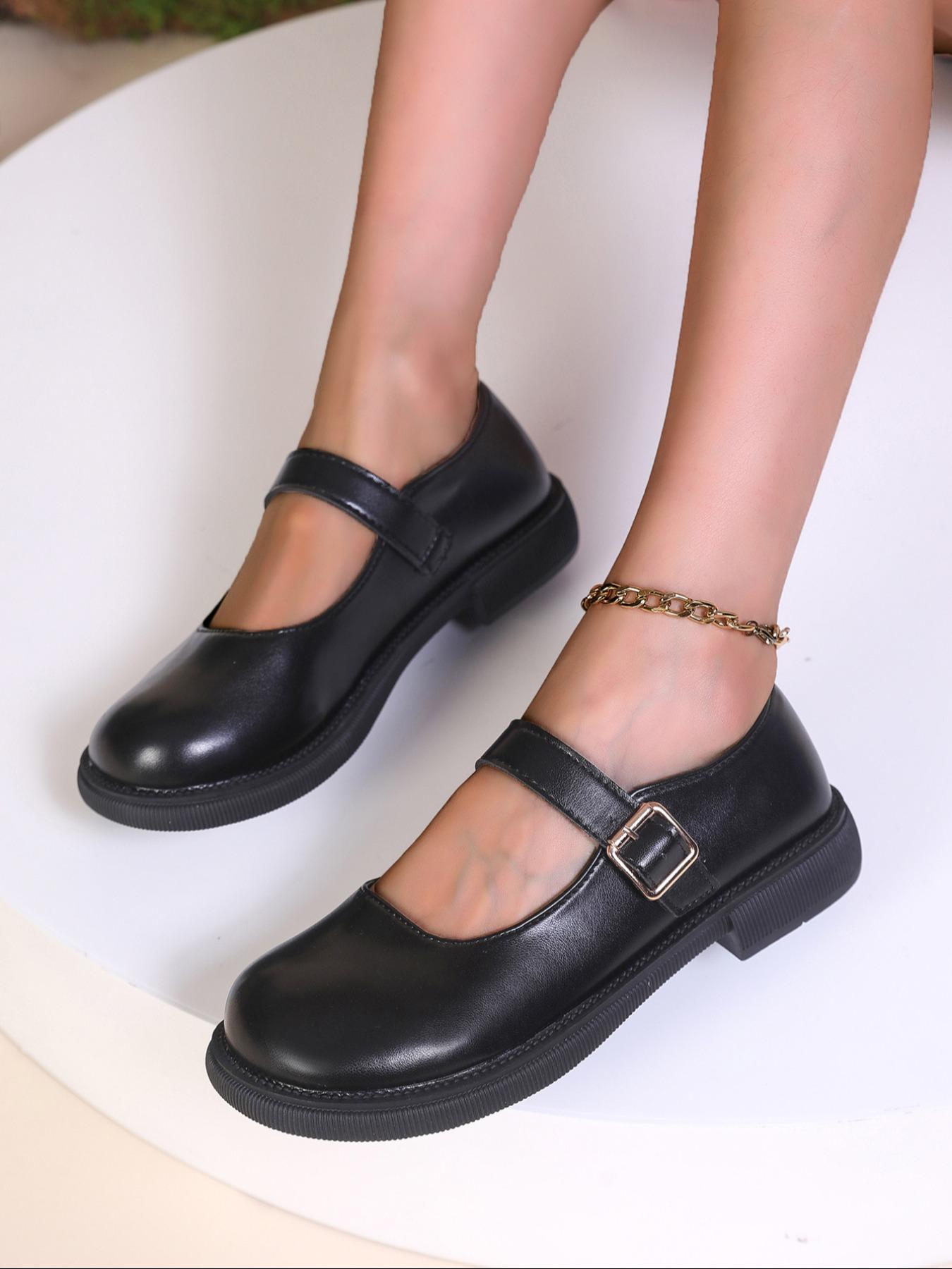 Women's Fashionable Solid Color Mary Jane Shoes, Casual Comfortable Buckle Decorated Flat Shoes for Daily Wear, Lightweight Breathable Shoes for Women & Girls