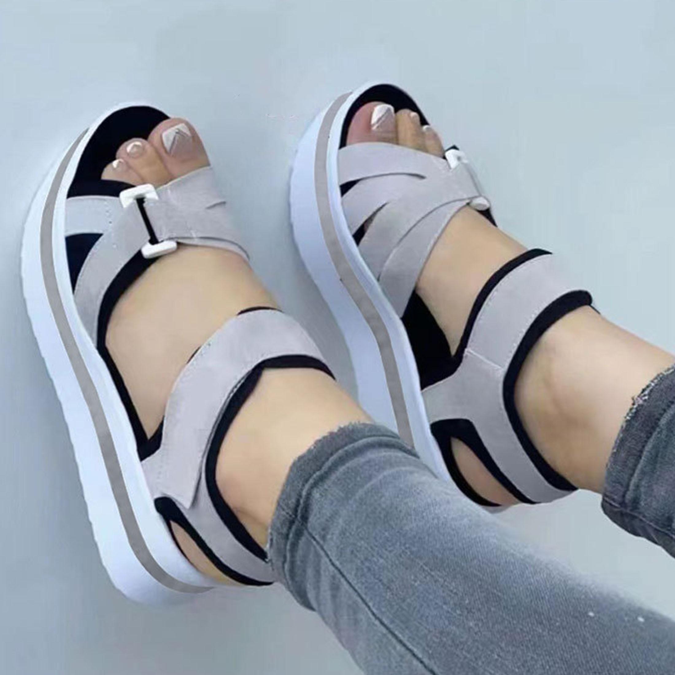 Women's Platform Wedge Sandals, Casual Summer Adjustable Arch Support High Heeled Sandals For Casual Travel Outdoor
