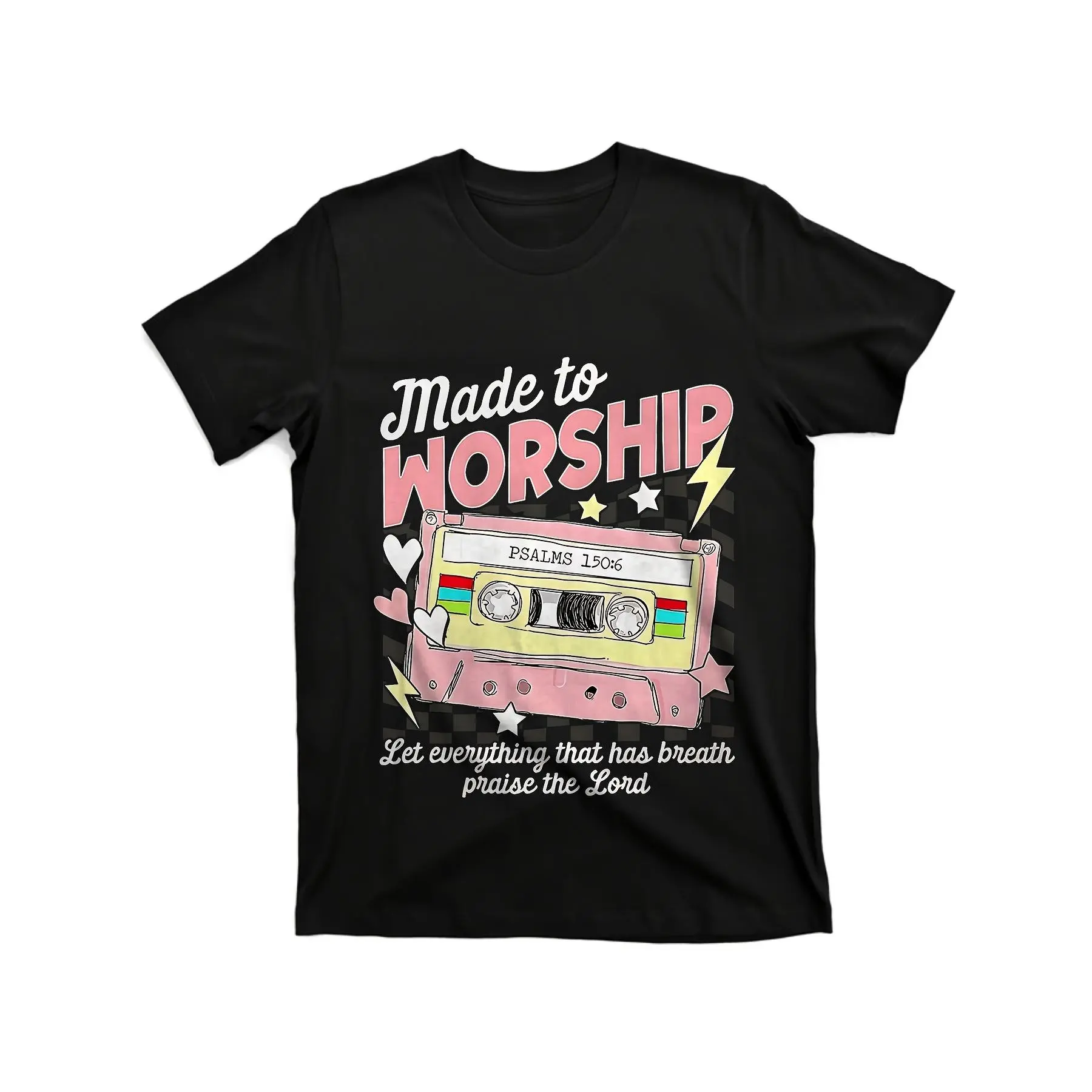 Made to Worship Christian [Cool Design] Street Trending Style Women's Tee Comfortable Cotton Round Neck Shorts Same Gender Design and Sleeves Men's T Shirts