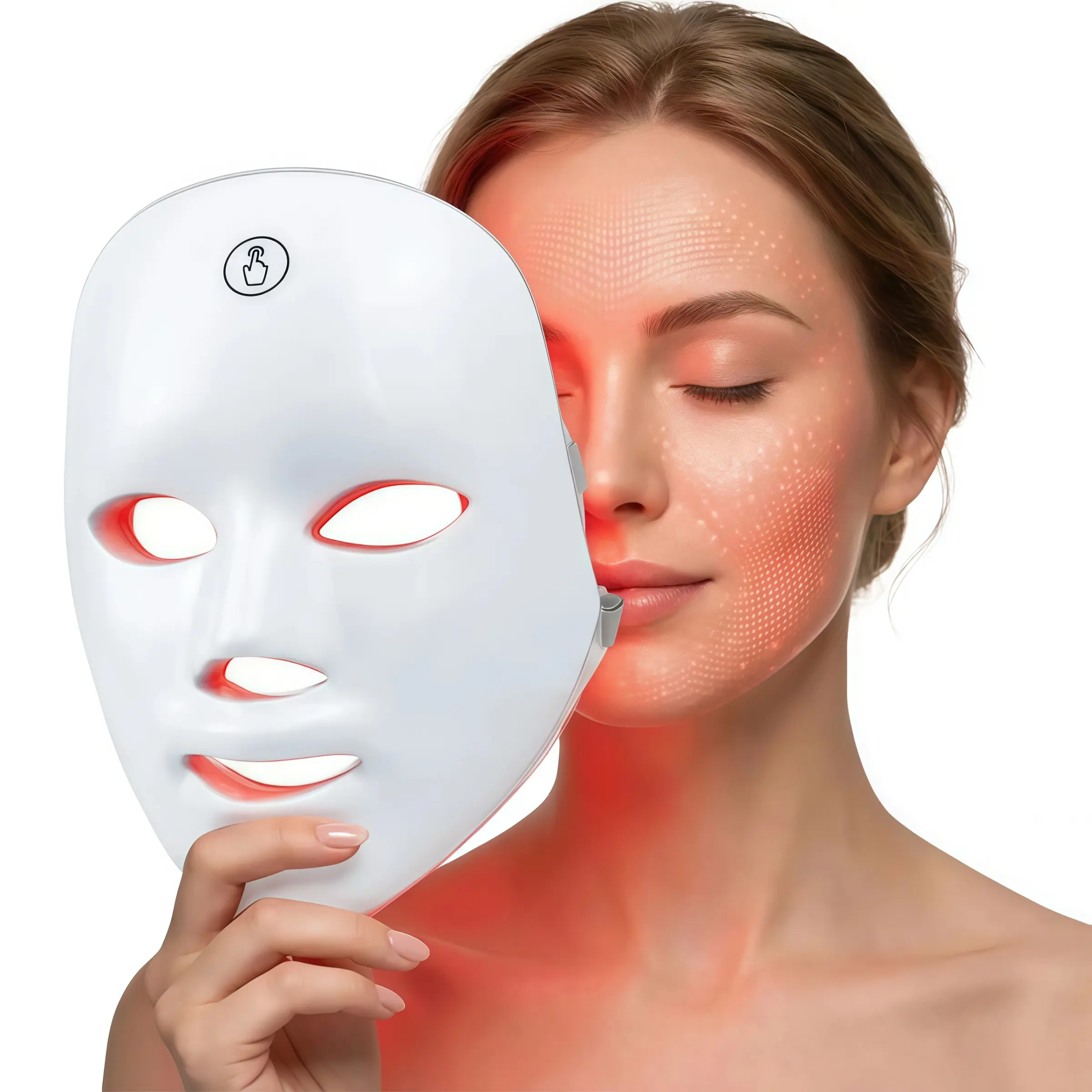 Portable LED Facial Light Therapy Mask, Home Beauty Device for All Skin Types, Improves Facial Skin Condition,  Battery, 400mah