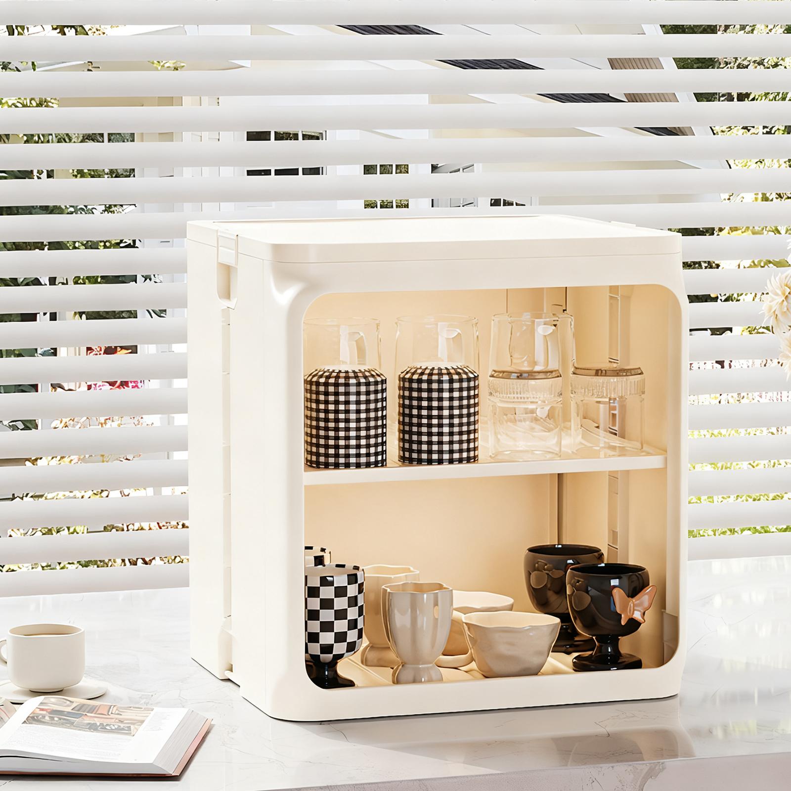 Stackable Plastic Multilayer Cup Storage Box Large Capacity Desktop Storage Display Shelf with Doors and Shelves for Office Kitchen Coffee Bars NEW Stackable Plastic Multilayer Cup Storage Box Large Capacity Desktop Storage Display Shelf with Doors and Shelves for Office Kitchen Coffee Bars NEW