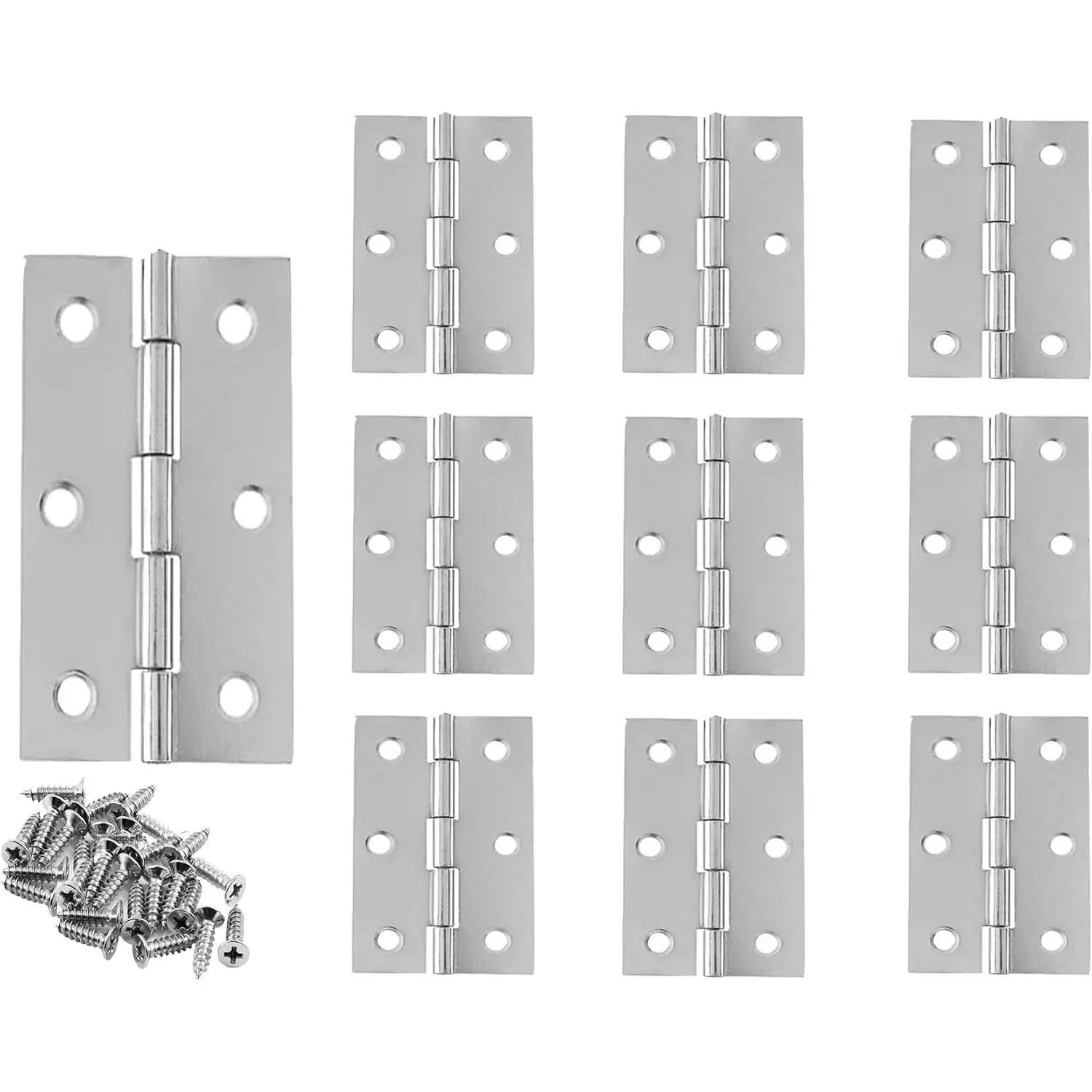 10-Pack 2-Inch Heavy-Duty Butt Hinges, Stainless Steel Small Folding Hinges