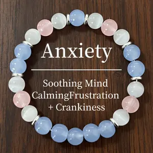 Boho Style Beaded Bracelets 8mm Aquamarine Stretch Beaded Yoga Meditation Jewelry For Women Men Luck, Love, Calm, Money,Friendship